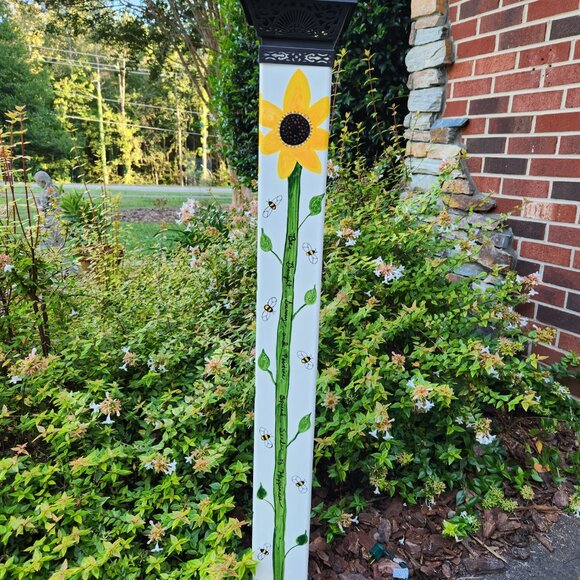 Garden Peace Pole Hand Painted Solar Light and Wire Stand Customized Yard Art - Picture 3 of 5